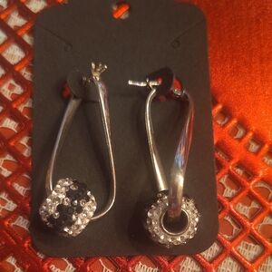 Brighton Silver and Black Crystal Earrings